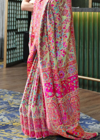 Moss Green Banarasi Jamawar Woven Silk Saree : Top Pick Clothsvilla