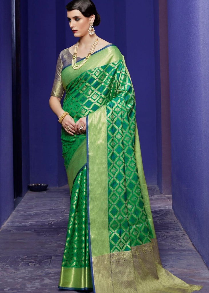 Shamrock Green Woven Patola Silk Saree Clothsvilla