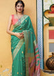 Load image into Gallery viewer, Mint Green Silk Saree with Zari Border and Abstract Digital Print on Pallu Clothsvilla