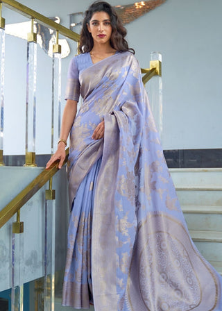Heather Purple Zari Woven Designer Silk Saree Clothsvilla