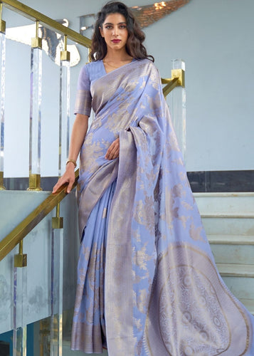 Heather Purple Zari Woven Designer Silk Saree Clothsvilla