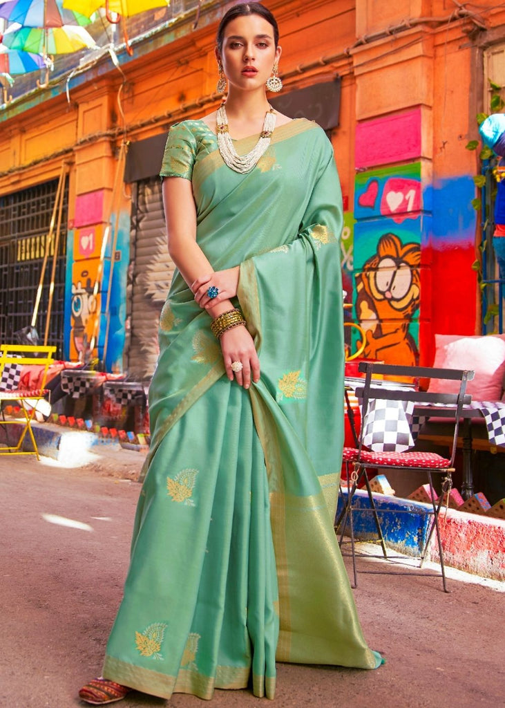 Fern Green Designer Wear Woven Banarasi Silk Saree Clothsvilla