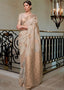 Wheat Brown Banarasi-Chanderi Fusion Woven Silk Saree Clothsvilla