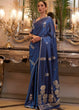 Load image into Gallery viewer, Midnight Blue Designer Satin Silk Saree Clothsvilla