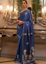 Load image into Gallery viewer, Midnight Blue Designer Satin Silk Saree Clothsvilla