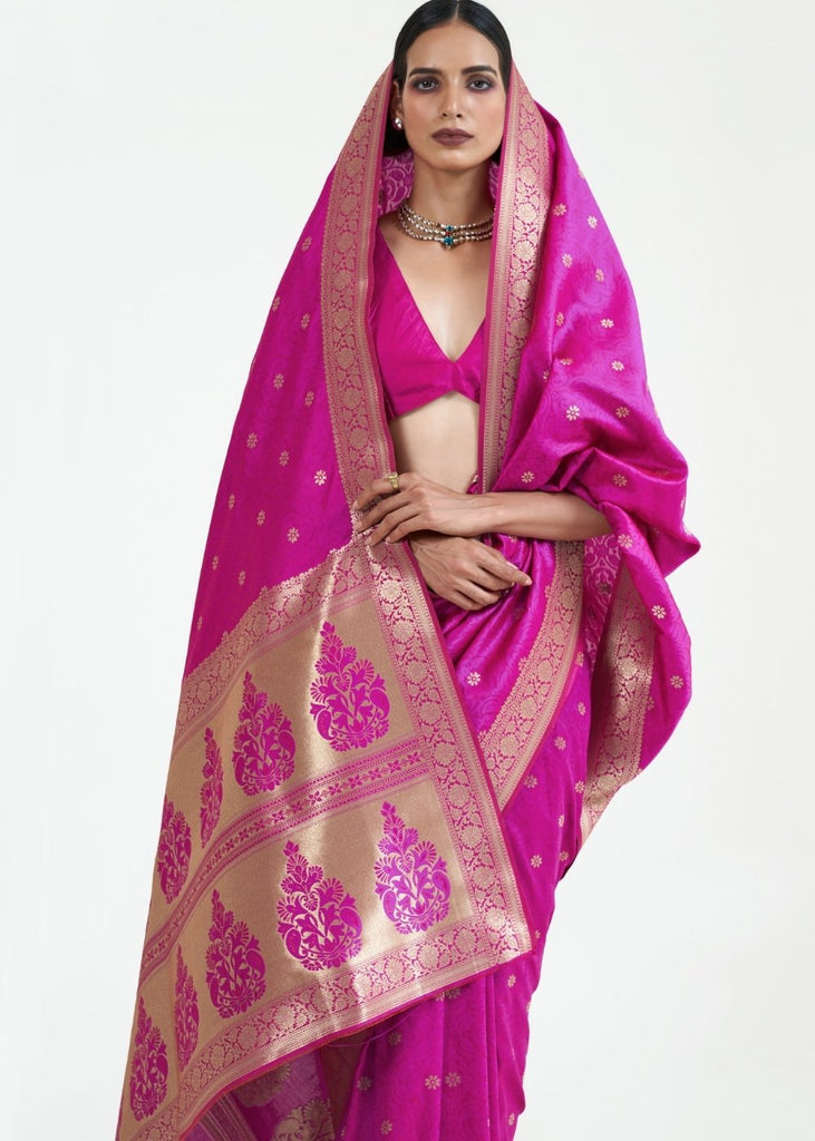 Spicy Pink Woven Kanjivaram Silk Saree Clothsvilla