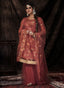 Dark Orange Color Elbow Sleeves Fully Sequins Work Sharara Suit Clothsvilla