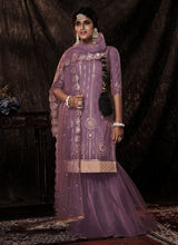 Load image into Gallery viewer, Onion Pink Color Elbow Sleeves Fully Sequins Work Sharara Suit Clothsvilla