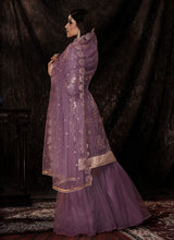 Load image into Gallery viewer, Onion Pink Color Elbow Sleeves Fully Sequins Work Sharara Suit Clothsvilla