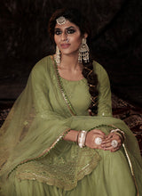 Load image into Gallery viewer, Parrot Green Color Elbow Sleeves Fully Sequins Work Sharara Suit Clothsvilla