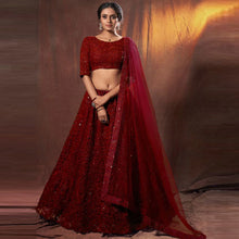 Load image into Gallery viewer, Red Lehenga Choli with Heavy Thread and Sequence Work ClothsVilla