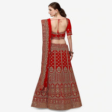 Load image into Gallery viewer, Red velvet Bridal Lehenga Choli with dual Sandwich Sequence work ClothsVilla