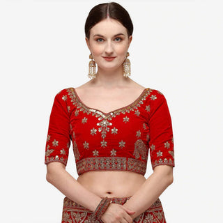 Red velvet Bridal Lehenga Choli with Sandwich Sequence work ClothsVilla