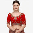 Load image into Gallery viewer, Red velvet Bridal Lehenga Choli with Sandwich Sequence work ClothsVilla