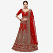 Load image into Gallery viewer, Red velvet Bridal Lehenga Choli with Sandwich Sequence work ClothsVilla