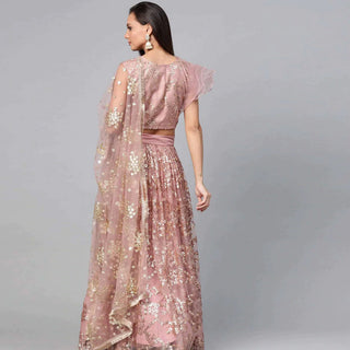 Ruddy Pink Thread, Sequence And Zari Work Lehenga choli ClothsVilla