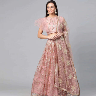Ruddy Pink Thread, Sequence And Zari Work Lehenga choli ClothsVilla