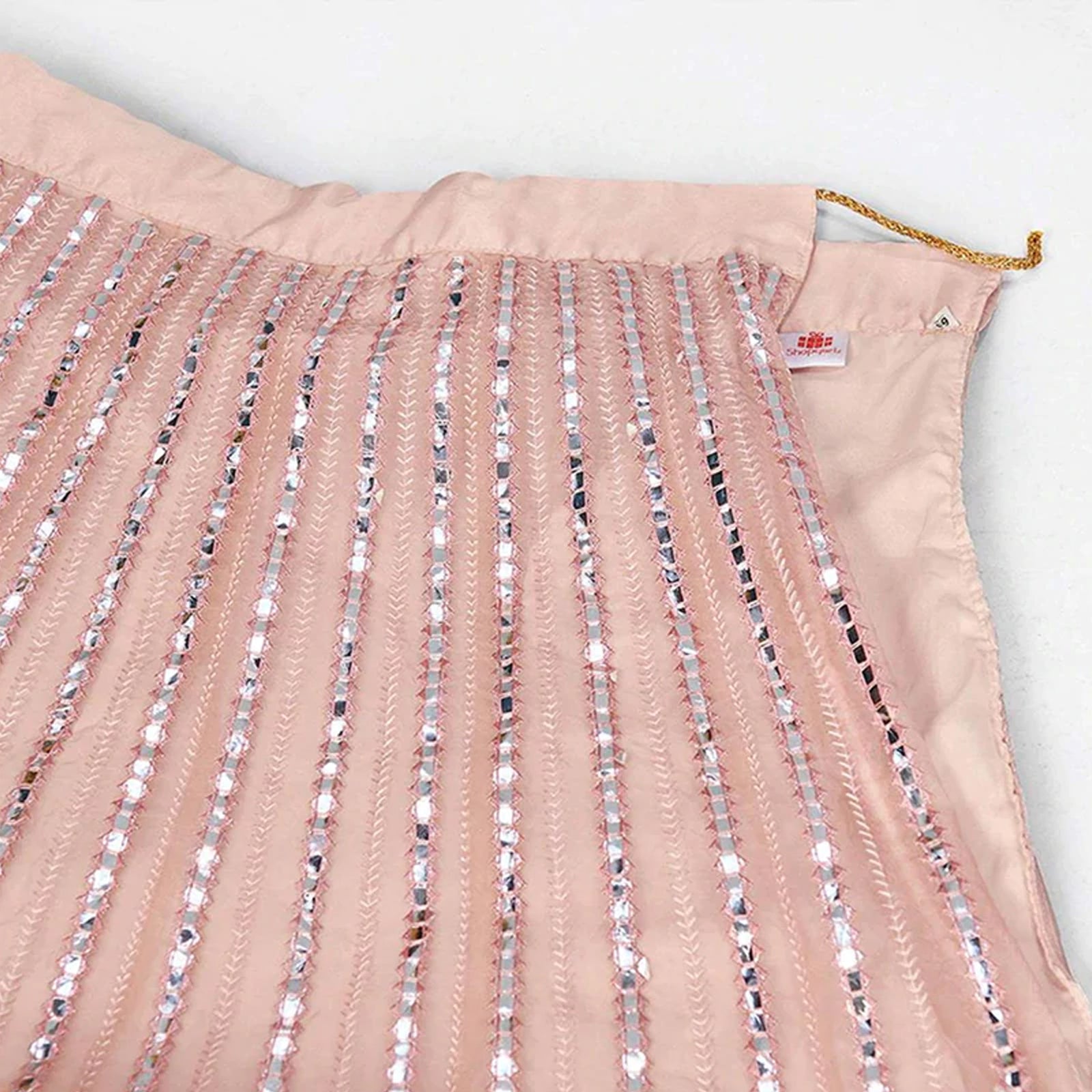 Salmon Thread and Foil Mirror Cutwork Lehenga choli ClothsVilla