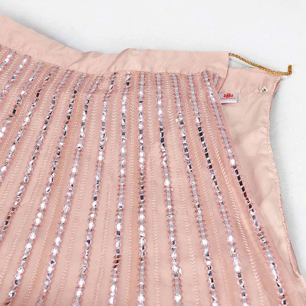 Salmon Thread and Foil Mirror Cutwork Lehenga choli ClothsVilla