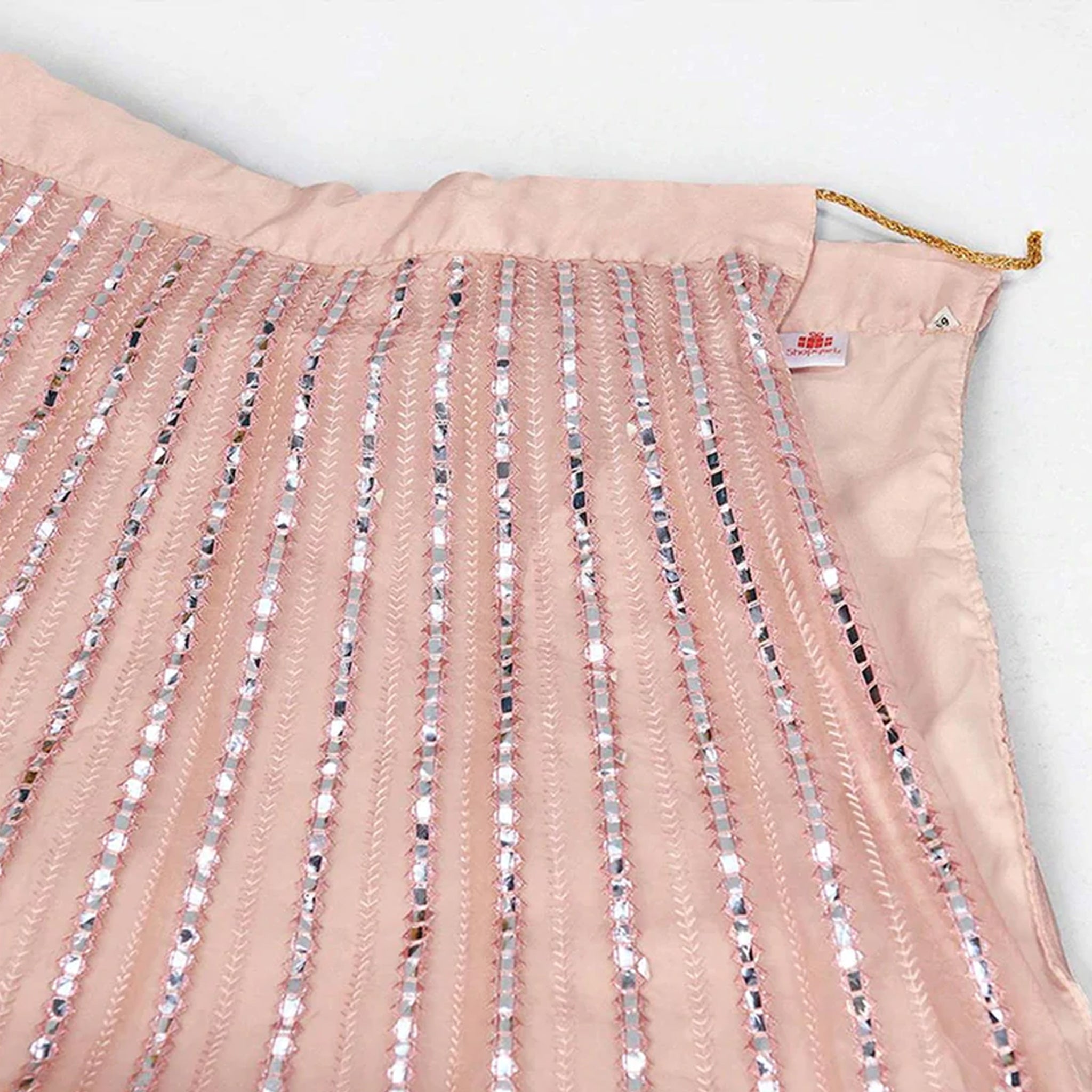 Salmon Thread and Foil Mirror Cutwork Lehenga choli ClothsVilla