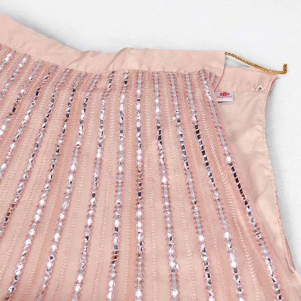 Salmon Thread and Foil Mirror Cutwork Lehenga choli ClothsVilla