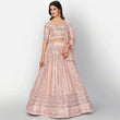Load image into Gallery viewer, Salmon Thread and Foil Mirror Cutwork Lehenga choli ClothsVilla