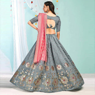 Santa Grey Gota Patti and Zari Stich Without can can work Lehenga choli ClothsVilla