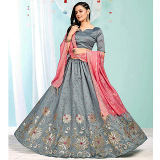 Santa Grey Gota Patti and Zari Stich Without can can work Lehenga choli ClothsVilla