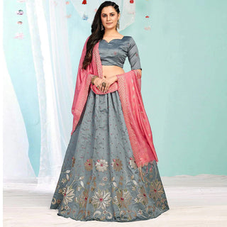 Santa Grey Gota Patti and Zari Stich Without can can work Lehenga choli ClothsVilla