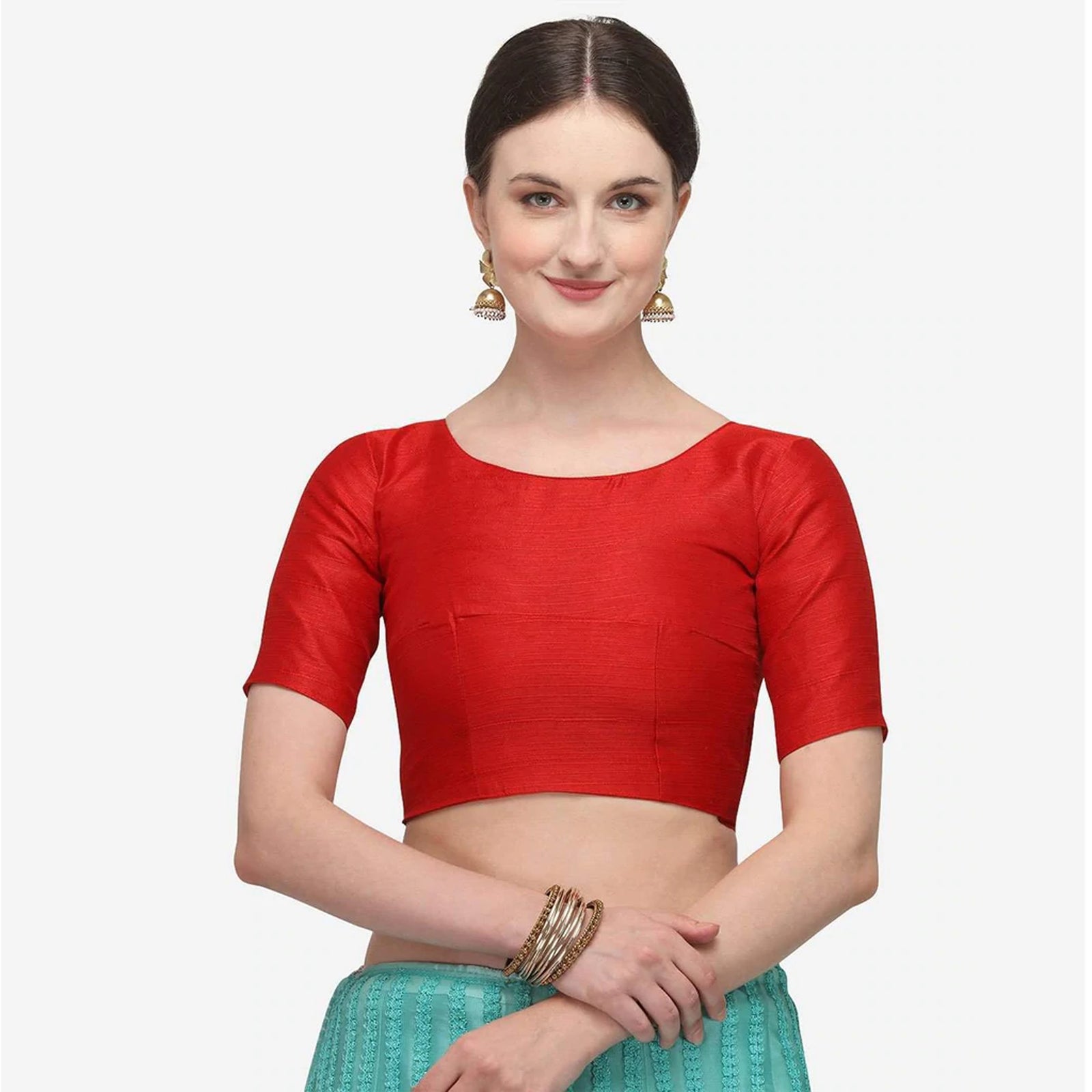 Sky Blue and Red Lehenga Choli with Heavy Embroidery Work ClothsVilla
