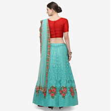 Load image into Gallery viewer, Sky Blue and Red Lehenga Choli with Heavy Embroidery Work ClothsVilla