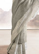 Load image into Gallery viewer, Pewter Grey Soft Linen Silk Saree with Lucknowi work and Sequence Blouse Clothsvilla