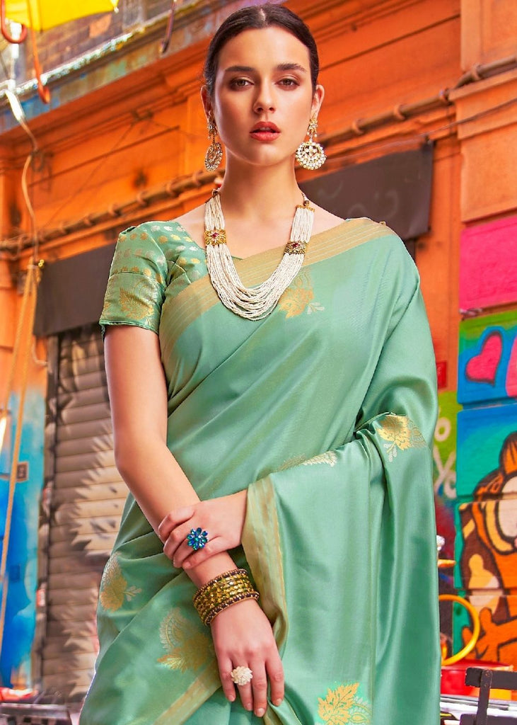 Fern Green Designer Wear Woven Banarasi Silk Saree Clothsvilla