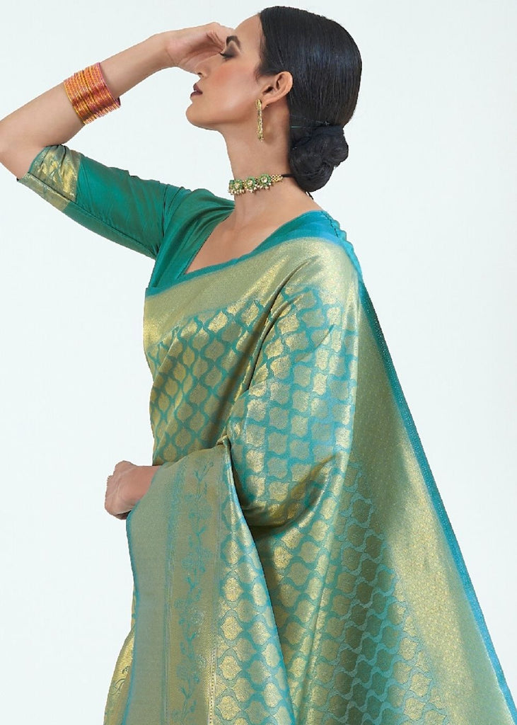 Persian Green Woven Kanjivaram Silk Saree : Limited Edition Clothsvilla