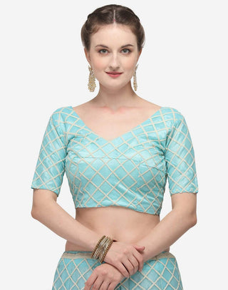 Light Blue Color Lucknowi Lehenga Choli with Net Dupatta ClothsVilla