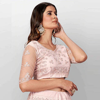 Vanilla Soft Net Thread Lehenga Choli with Sequence and Zari Work ClothsVilla