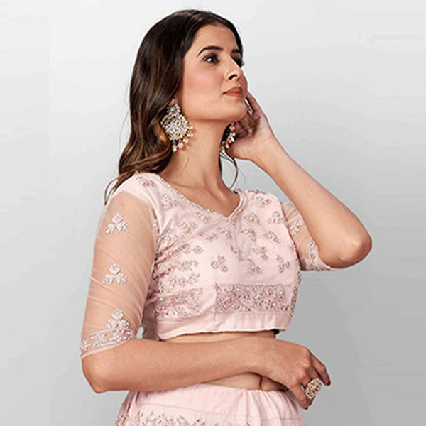 Vanilla Soft Net Thread Lehenga Choli with Sequence and Zari Work ClothsVilla
