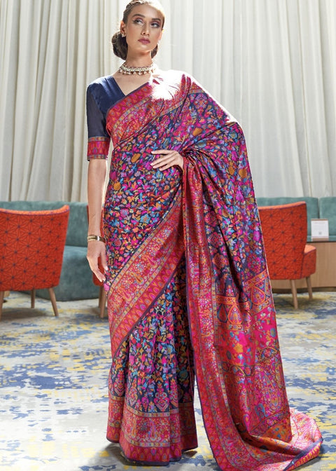 Royal Blue Banarasi Jamawar Woven Silk Saree : Top Pick Clothsvilla Main image