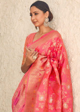 Load image into Gallery viewer, French Rose Pink Zari Woven Banarasi Silk Saree Clothsvilla