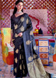 Load image into Gallery viewer, Soot Black Satin Silk Saree with overall Golden Butti Clothsvilla