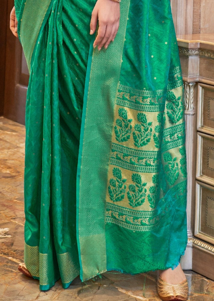 Emerald Green Ultra Soft Kanjivaram Silk Saree with Zari  Border and Pallu Clothsvilla