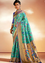 Load image into Gallery viewer, Jungle Green Woven Banarasi Paithani Silk Saree Clothsvilla