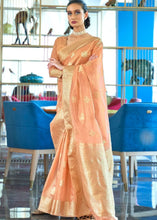 Load image into Gallery viewer, Salmon Orange Zari Woven Organza Silk Saree Clothsvilla