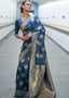 Aegean Blue Woven Banarasi Silk Saree with overall Butti Clothsvilla