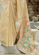 Load image into Gallery viewer, Ivory White Banarasi Cotton Silk Saree with Floral Motif Pallu Clothsvilla