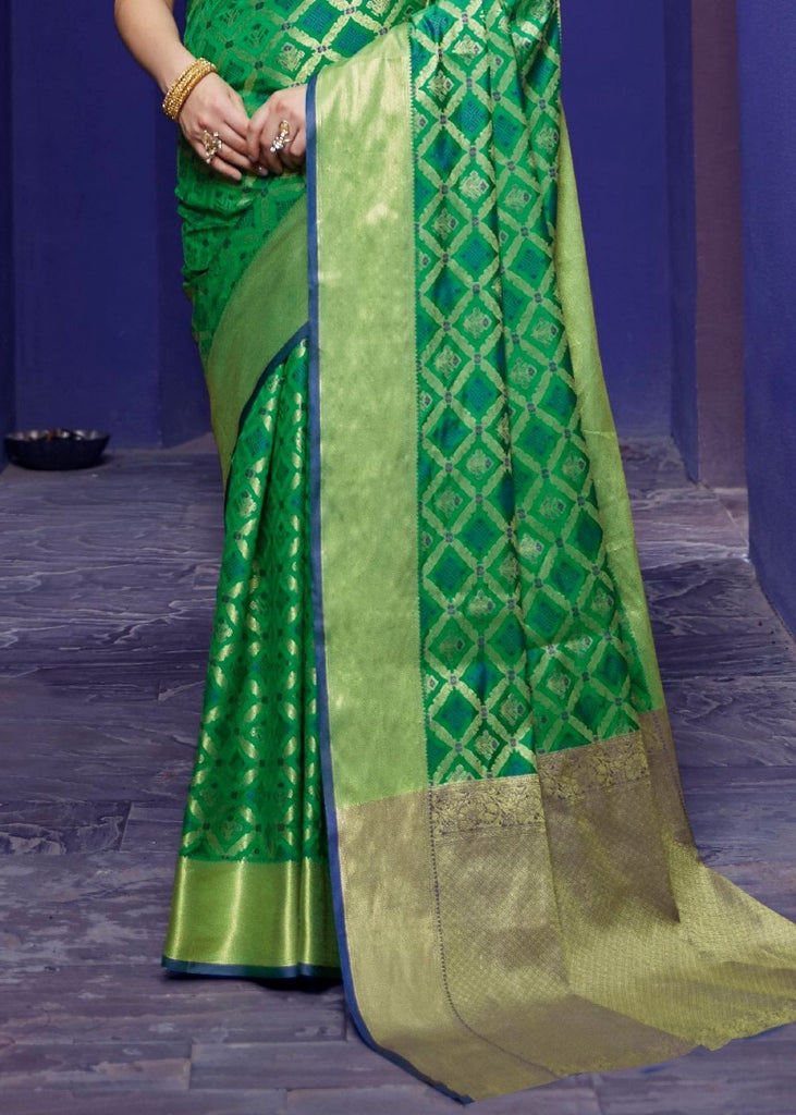 Shamrock Green Woven Patola Silk Saree Clothsvilla