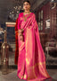 Hot Pink and Golden Blend Kanjivaram Soft Woven Silk Saree Clothsvilla