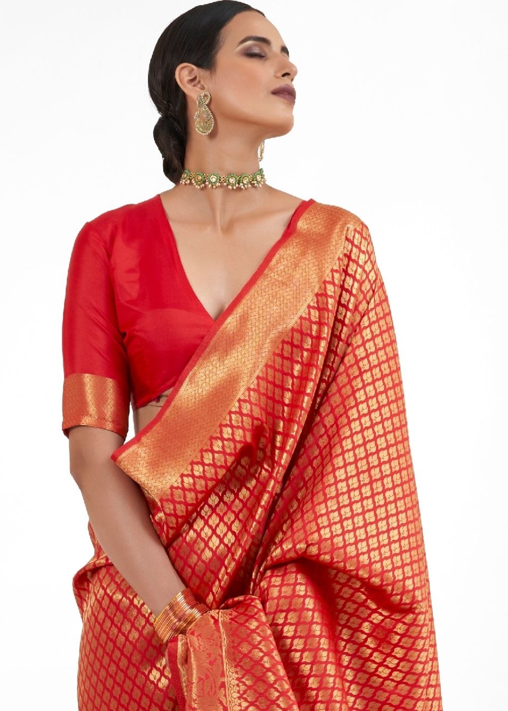 Crimson Red Kanjivaram Soft Woven Silk Saree Clothsvilla