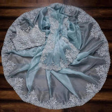 Load image into Gallery viewer, Sky Blue Organza Silk Saree with Heavy Embroidery work ClothsVilla