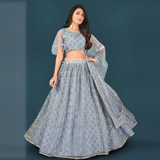 Soft Net Lehenga Choli with Heavy Thread and Sequins Work ClothsVilla